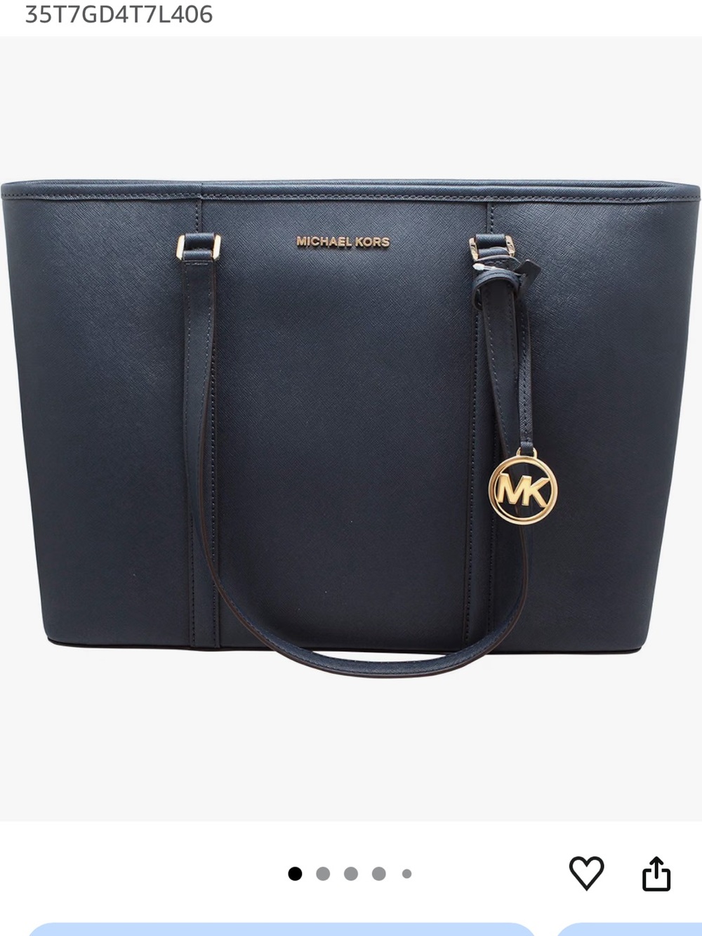 Michael Kors Blue Saffiano Leather Tote with Gold Hardware - Picture 7 of 7